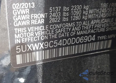 2013 BMW X3 xDrive28I z USA, uszkodzony, nr VIN 5UXWX9C54D0D06904